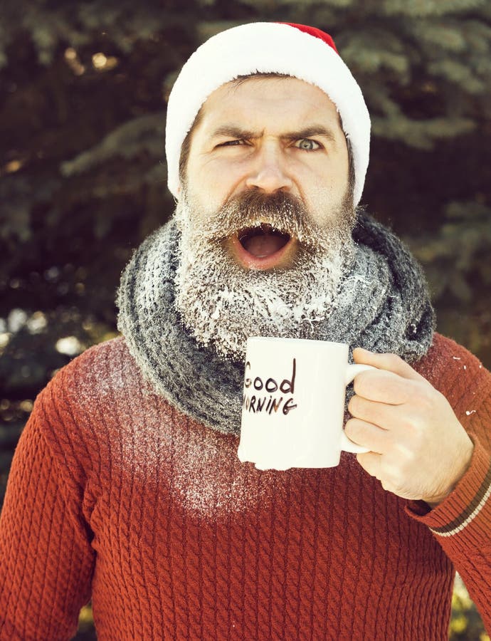 Surprised man in santa hat stock photo. Image of hipster - 166974036