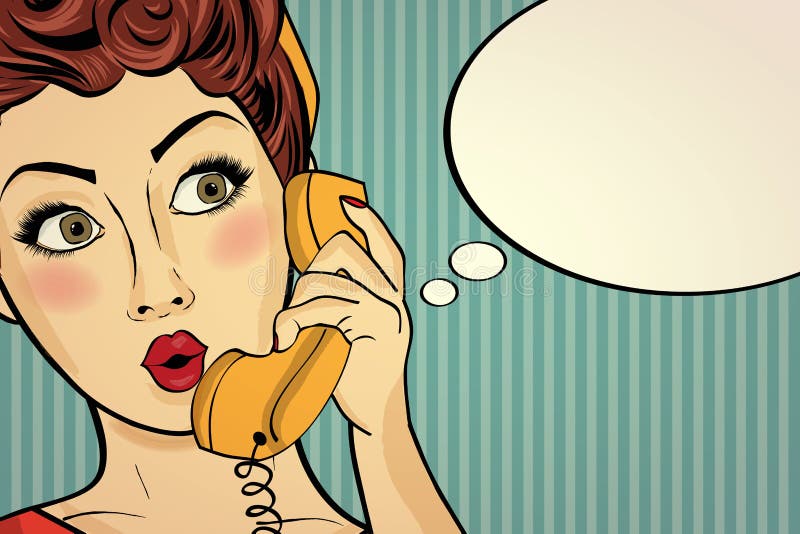 Surprised Blonde Pop Art Woman Chatting on Retro Phone. Comic Wo Stock  Illustration - Illustration of happy, advertising: 126551879