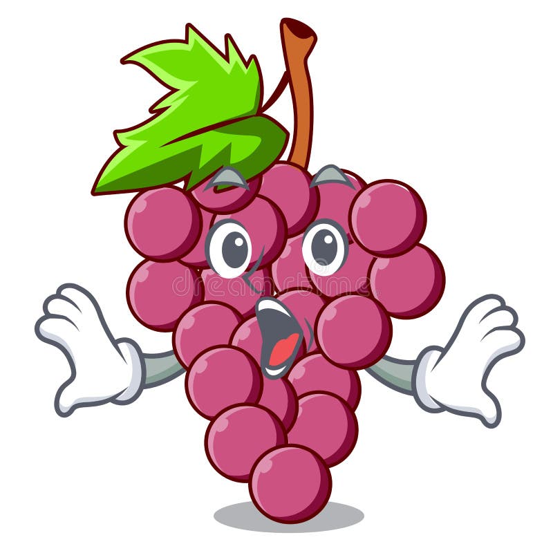 Surprised Red Grapes Fruit Above Mascot Table Stock Vector ...