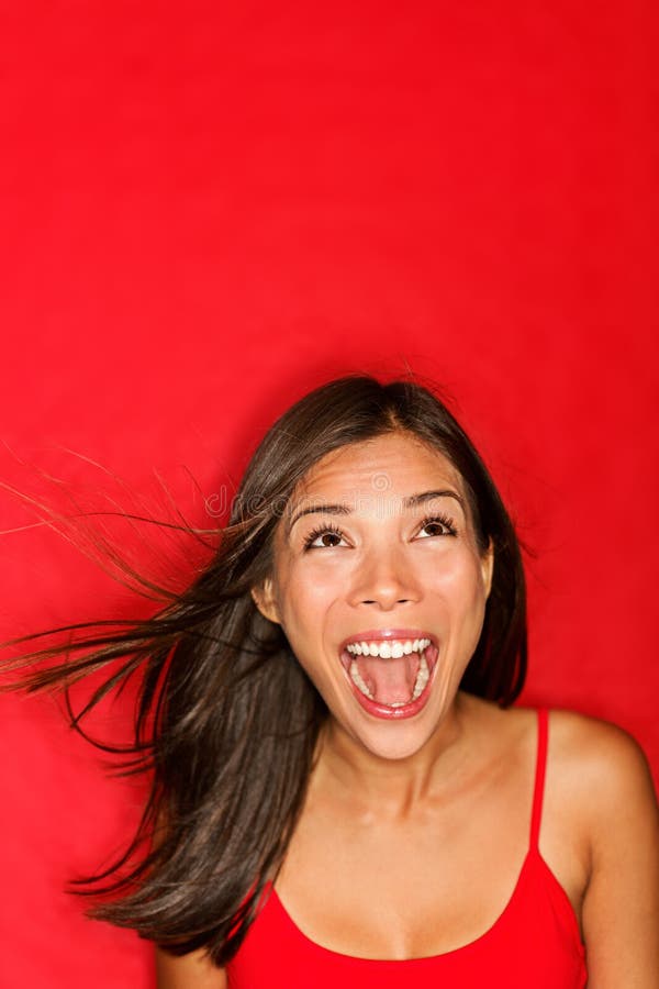 Surprised screaming woman looking up royalty free stock image Surprised screaming woman looking up royalty free stock image