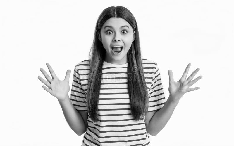 Surprised Teen Girl Express Emotions Portrait Of Surprised Teen Girl