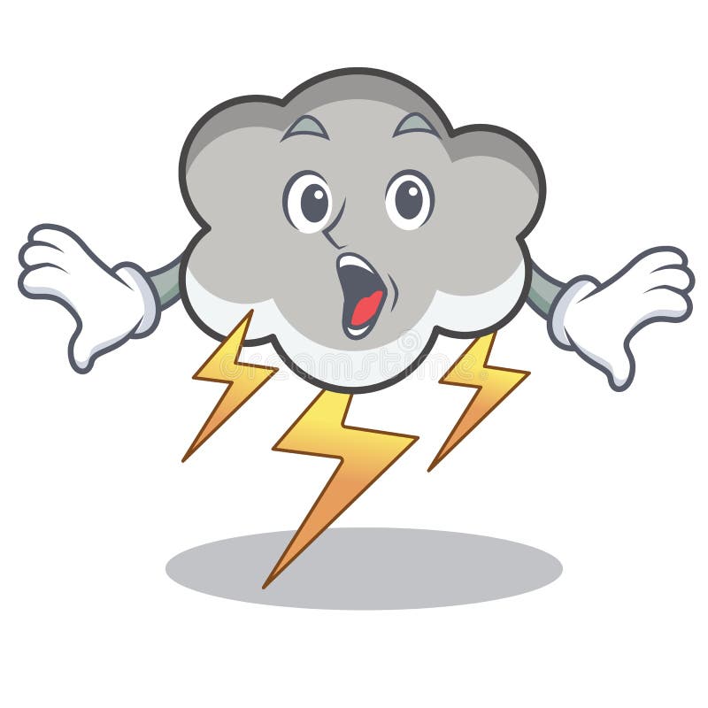 Surprised Thunder Cloud Character Cartoon Stock Vector - Illustration