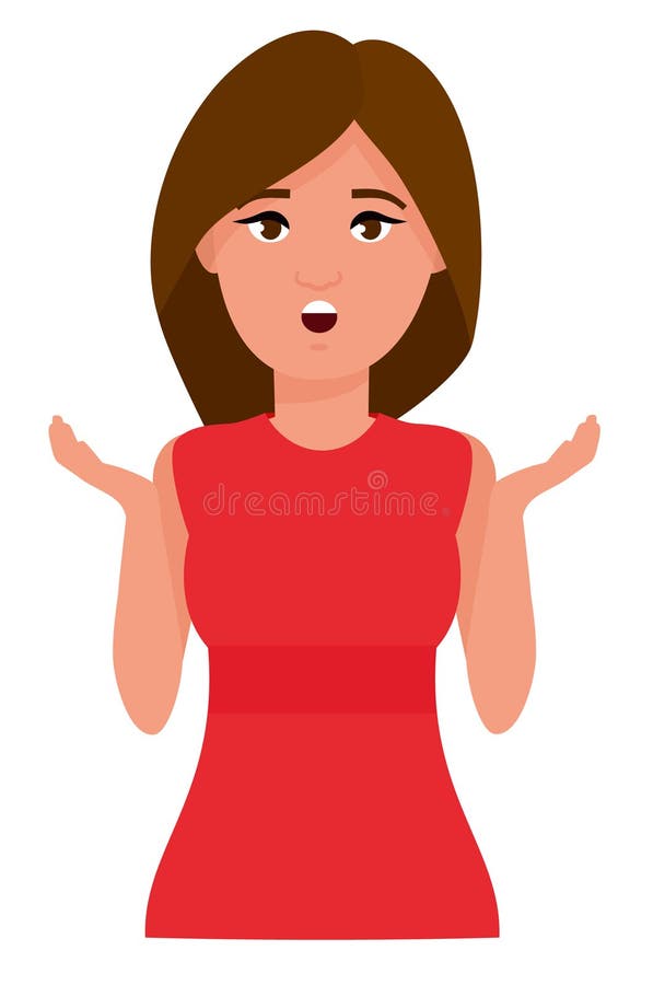 Surprised Woman. Emotional Girl Character Flat Cartoon Vector