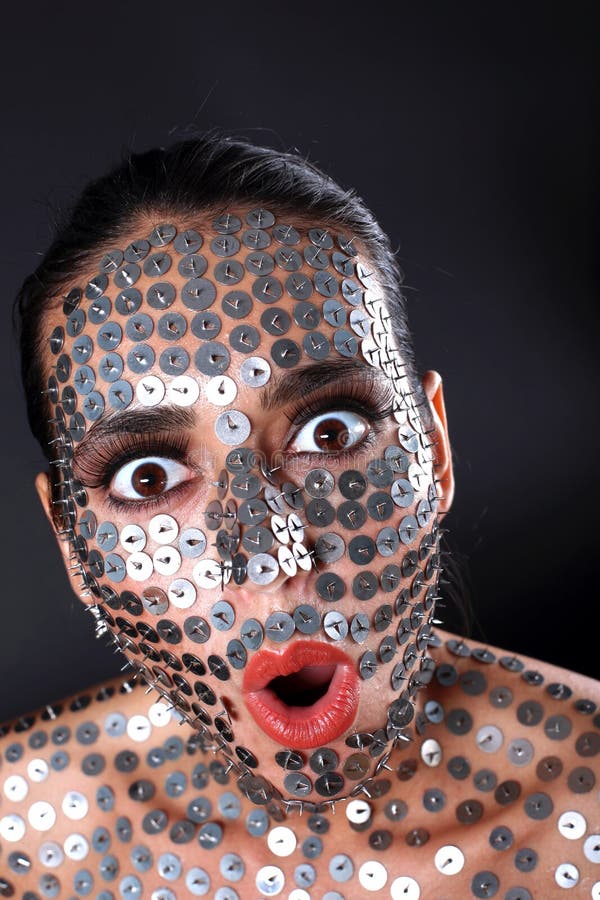 Surprised Woman in Thumbtack Stock Image Image of surprised