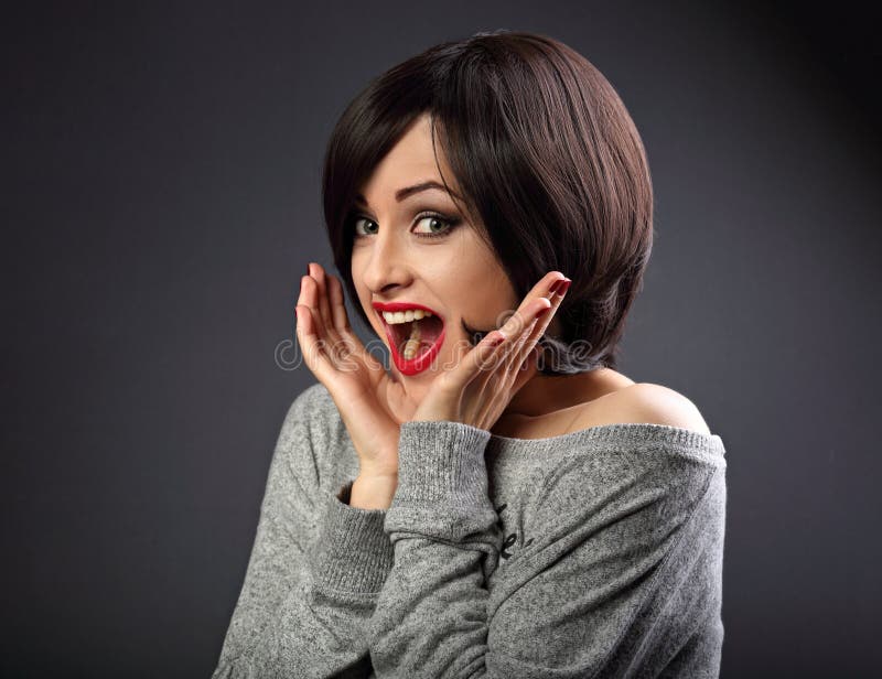 Excite Woman Happy with Megaphone Stock Photo - Image of clothes ...