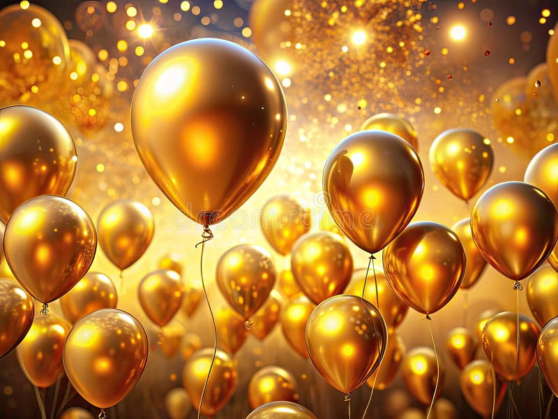 A Surreal Celebration Dynamic Animated Golden Balloons for a Happy New Year 2025 vector illustration