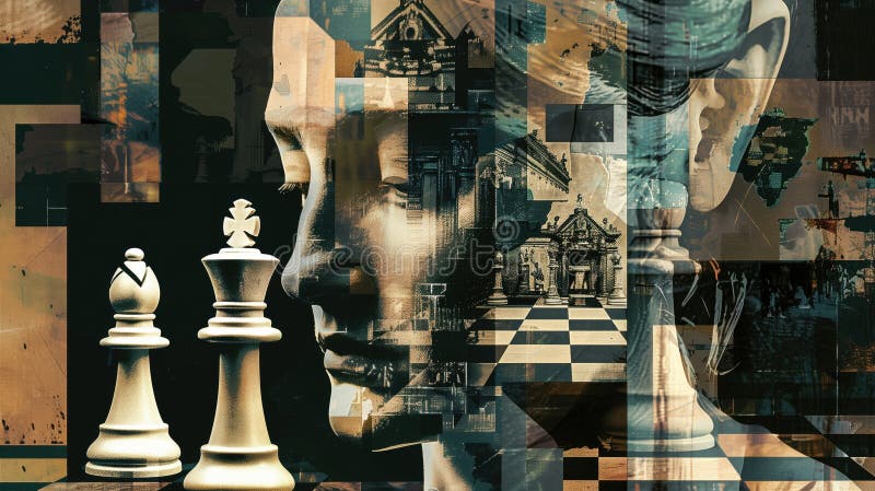 Surreal Chess Compoziție de gândire vector illustration