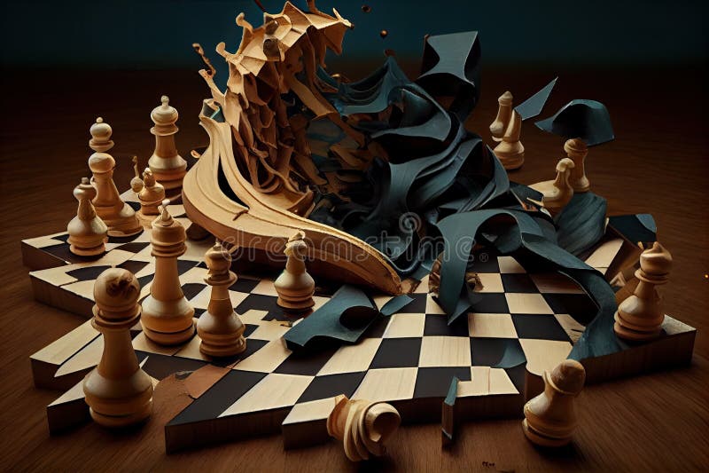 chess board wallpaper, surreal, 3d rendering Stock Illustration