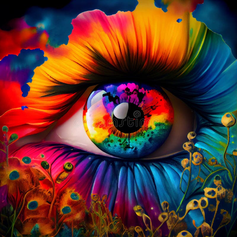 Surreal Close-up Eye with Flower Petals. AI Generative Stock Photo ...