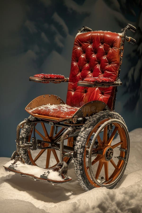 Surreal Empty Wheelchair Outside in Winter