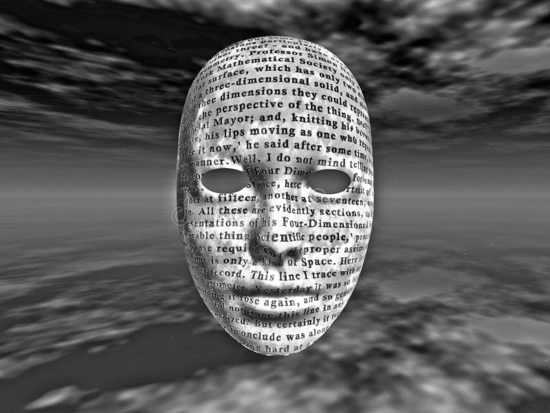 Surreal face with text