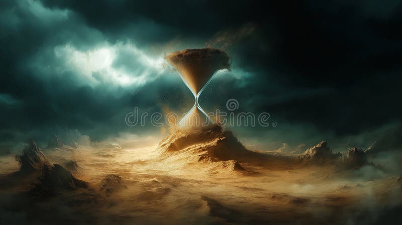 Surreal hourglass with reverse sand flow symbolizing inverted time concepts royalty free stock image