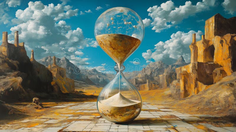 Surreal hourglass with reverse sand flow symbolizing inverted time concepts royalty free stock photos