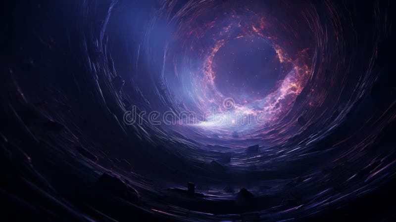 A surreal hyper zoomed in portal with swirling galaxies stock illustration