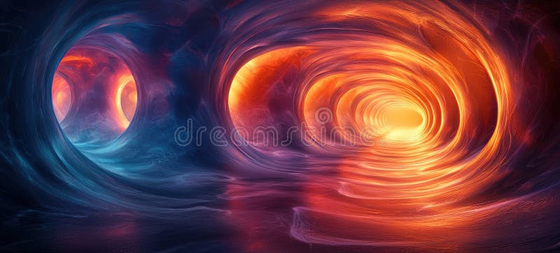Surreal infinity tunnel with flowing neon colors, creating mesmerizing visual experience stock images