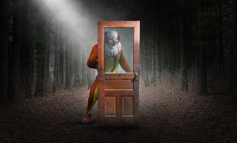 Surreal Kwade Clown, Hout, Halloween royalty-vrije illustratie Surreal Kwade Clown, Hout, Halloween royalty-vrije illustratie