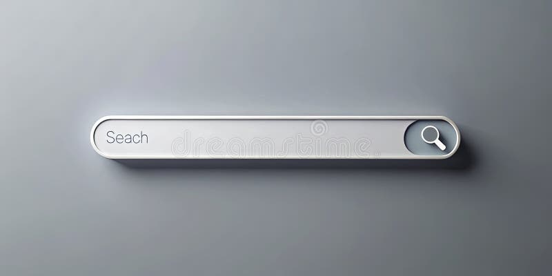 Surreal Minimalist 3D Search Bar on a Grey Background A Conceptual Exploration of Modern Web Search and User stock illustration