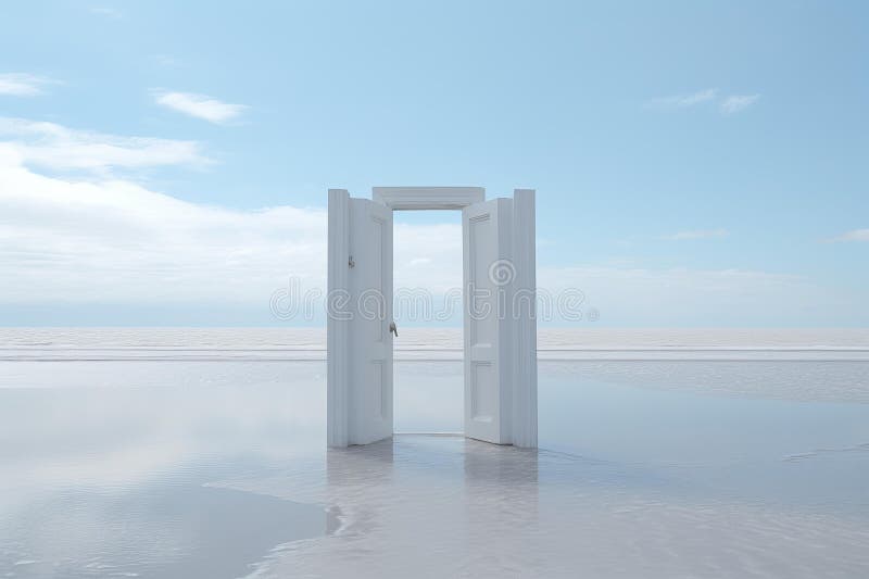 Surreal open πόρτα σε τεράστιο τοπίο ελεύθερη απεικόνιση δικαιώματος