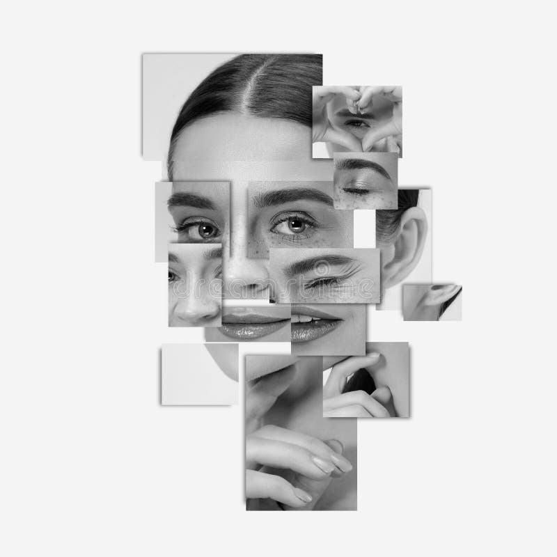 Surreal Portrait Of Woman Made Of Different Pieces Of Photos Art