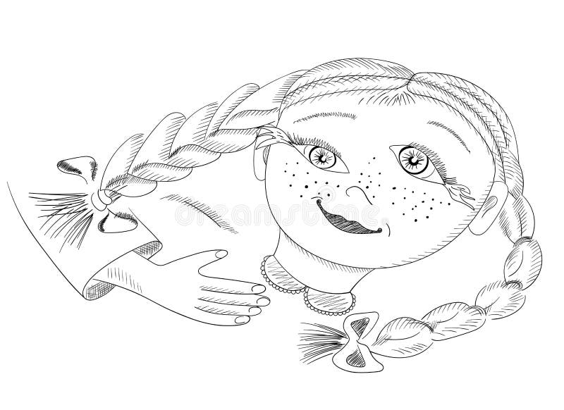 Surreal portret van de handtekening van meisje met vlechten royalty-vrije illustratie Surreal portret van de handtekening van meisje met vlechten royalty-vrije illustratie