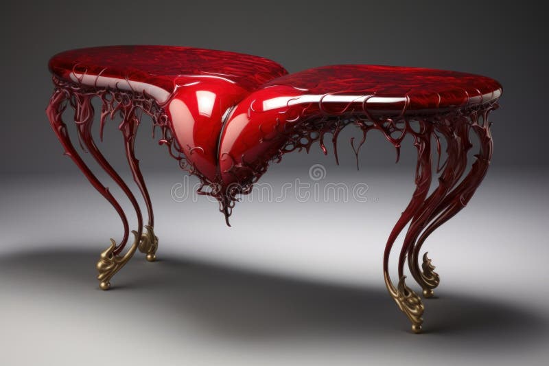 Surreal red dripping table design stock illustration