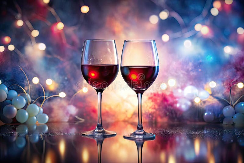 Surreal Red Wine Glasses A Dreamlike still Life Capted in AIG-enerated Art royaltyfri illustrationer