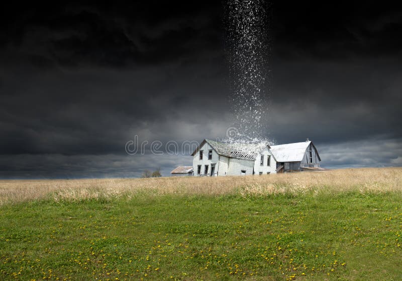 Surreal Regenonweer, Weer, Landbouwbedrijf, Schuur, Boerderij Surreal Regenonweer, Weer, Landbouwbedrijf, Schuur, Boerderij
