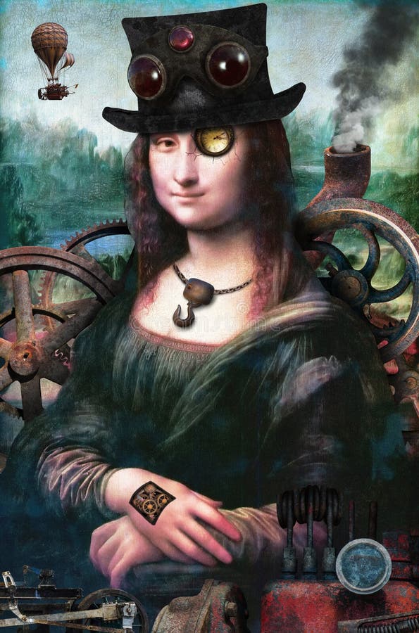 Surreal Steampunk Mona Lisa Oil Painting