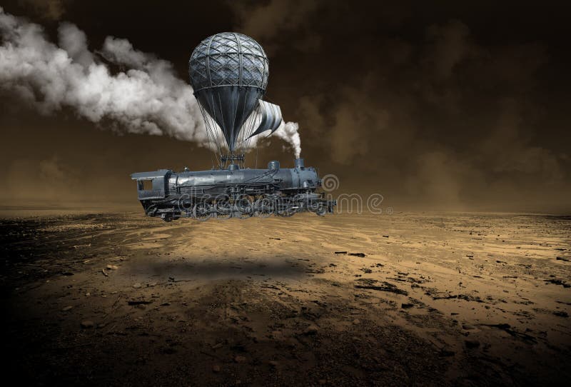 Surreal Steampunk Steam Train Locomotive