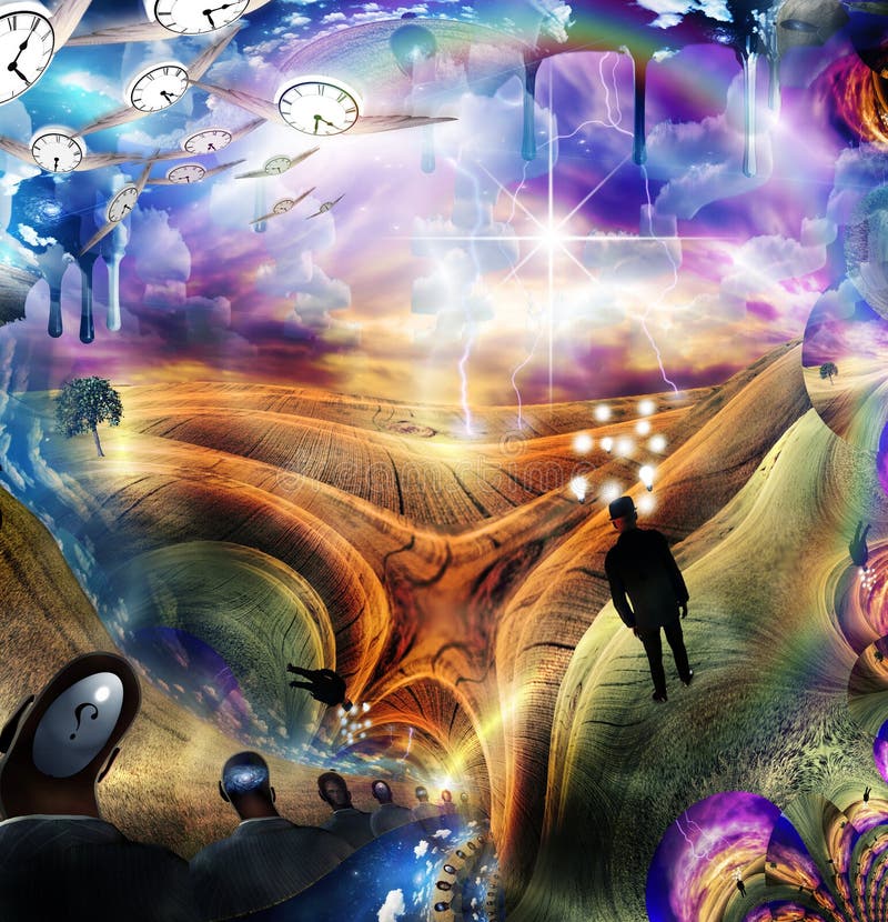 Surreal symbolic scene seems to be melting vector illustration