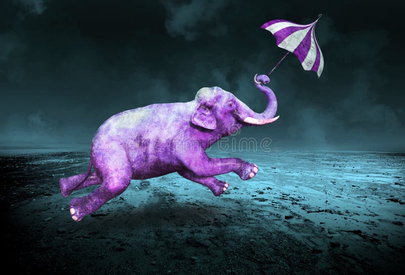 Surreale purpurrote Violet Flying Elephant Surreale purpurrote Violet Flying Elephant