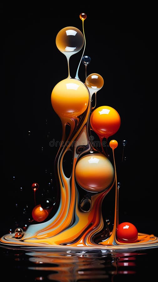 Surrealistyczne zamknięcie płynu wlewanego do pomarańczowego korpusu w ilustracji