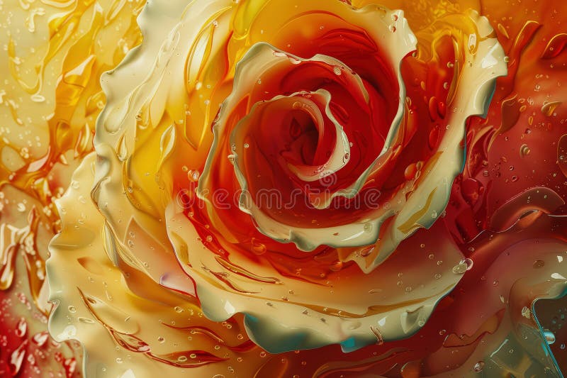 Surrealistyczny obraz pomarańczowej i czerwonej róży royalty ilustracja