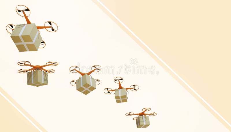 Surrquadcopterpackar och transporterat i online-shopping för tekniskt avancerad logistik på pastellfärgad gul färgbakgrund royaltyfri illustrationer Surrquadcopterpackar och transporterat i online-shopping för tekniskt avancerad logistik på pastellfärgad gul färgbakgrund royaltyfri illustrationer