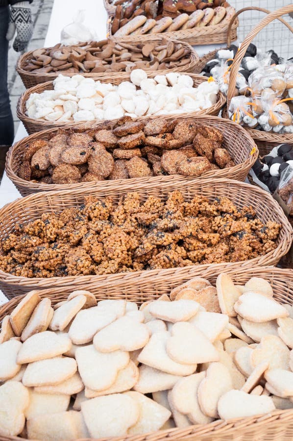 Assortment of biscuits at market stall. Assortment of biscuits at market stall