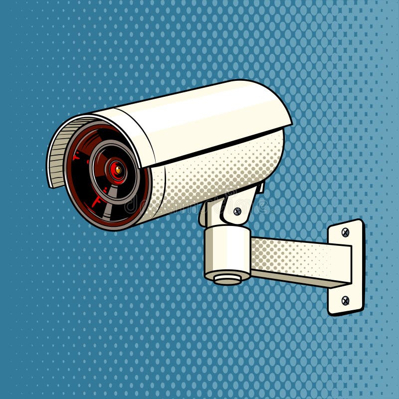 Surveillance Camera on the Wall Pop Art Vector Stock Vector