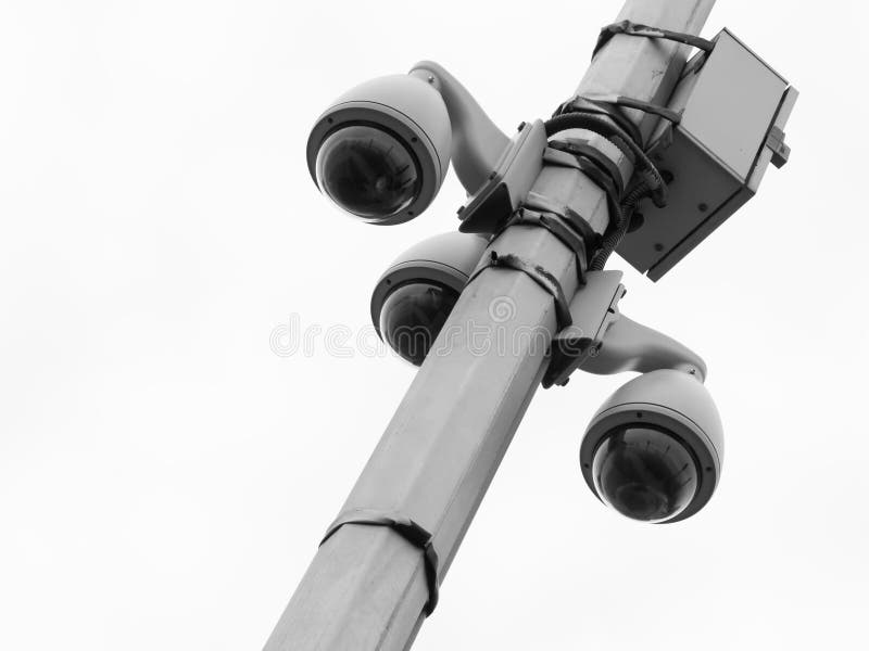 Surveillance Cameras On Black And White Background Stock Image Image of camera, protect 33601493