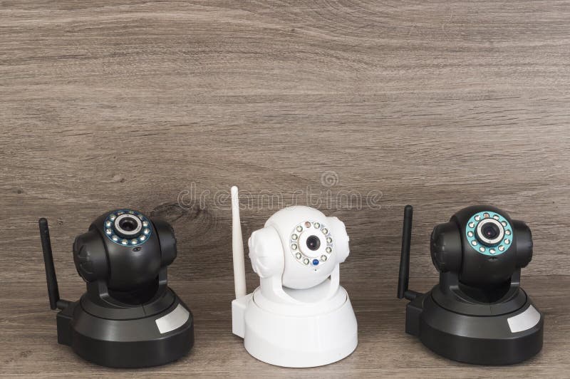 Two Black Surveillance Cameras Stock Photo Image of guard, lens 77323752