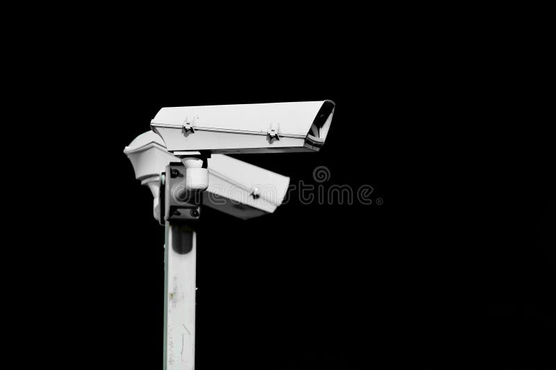 Surveillance Cameras On Black And White Background Stock Image Image