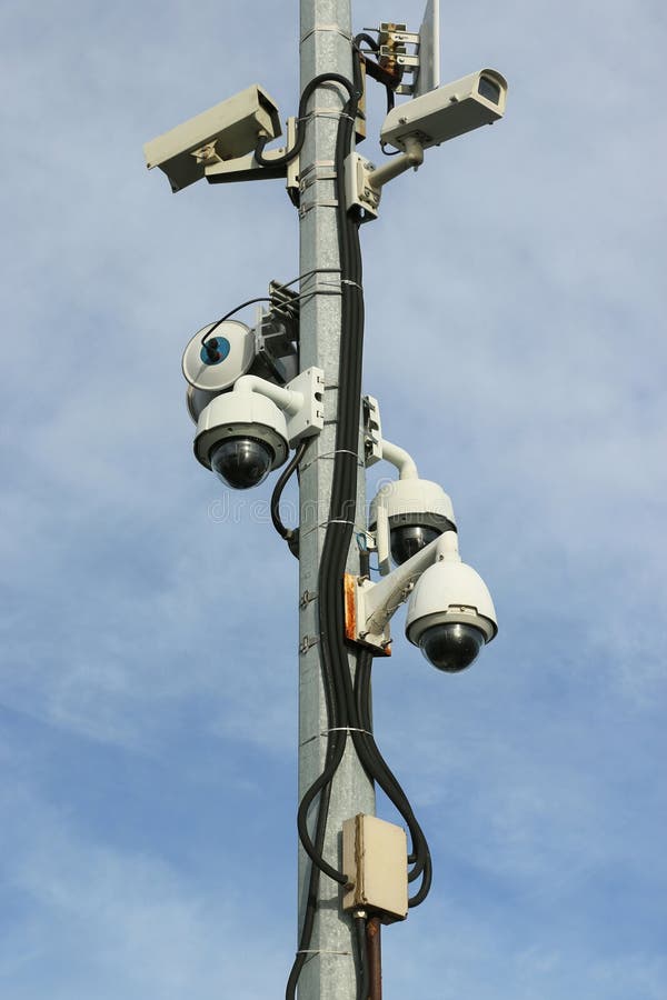 Surveillance Network of Thermal and Dome Security Cameras Stock Image