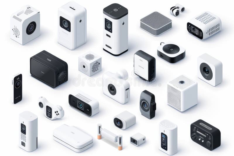 Surveillance systems integrate detection intelligence with automated alarm controls, ensuring property and personal data security royalty free illustration