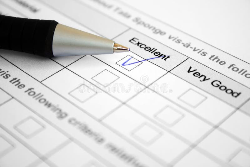 Survey form- excellent stock photos