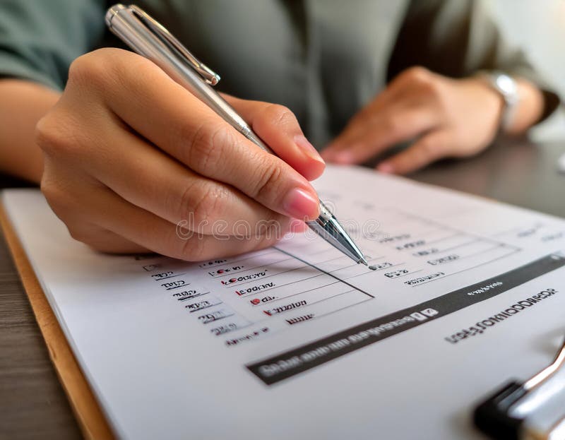 Survey form with questions and responses, representing data collection, analysis, and feedback. Perfect for topics related to royalty free illustration