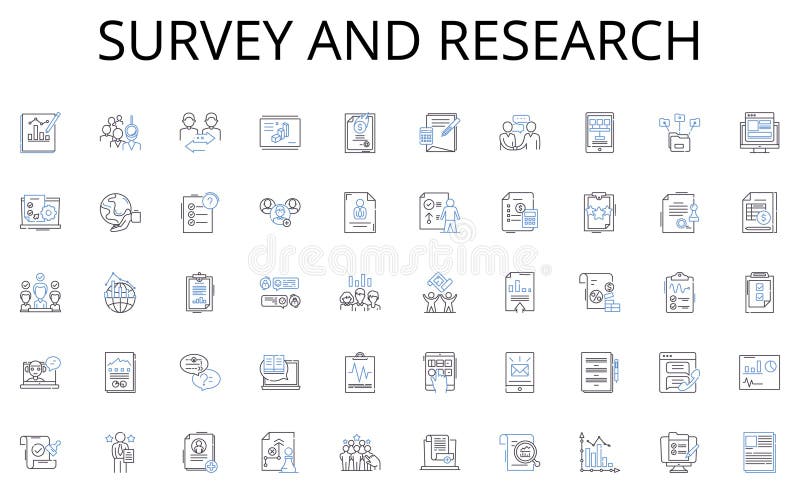Survey and research line icons collection. Gaming, Processor, Keyboard, Mouse, Graphics, RAM, Hard drive vector and vector illustration