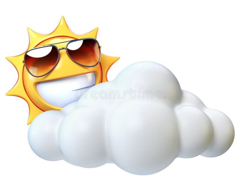 Survivez à l'icône ensoleillée avec des nuages, emoji du soleil avec le nuage de bande dessinée illustration stock Survivez à l'icône ensoleillée avec des nuages, emoji du soleil avec le nuage de bande dessinée illustration stock
