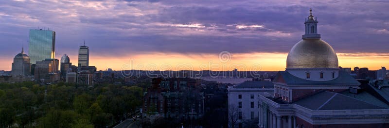 Suset panorama of boston