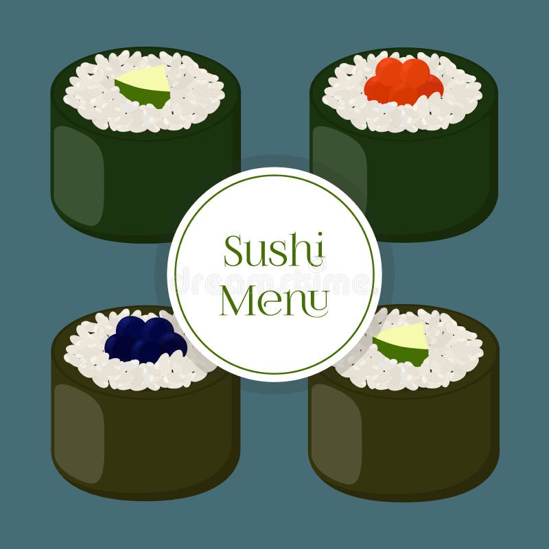 Seaweed Sushi - Asian Food. Algae, Rice. Japanese Meal. Vector ...