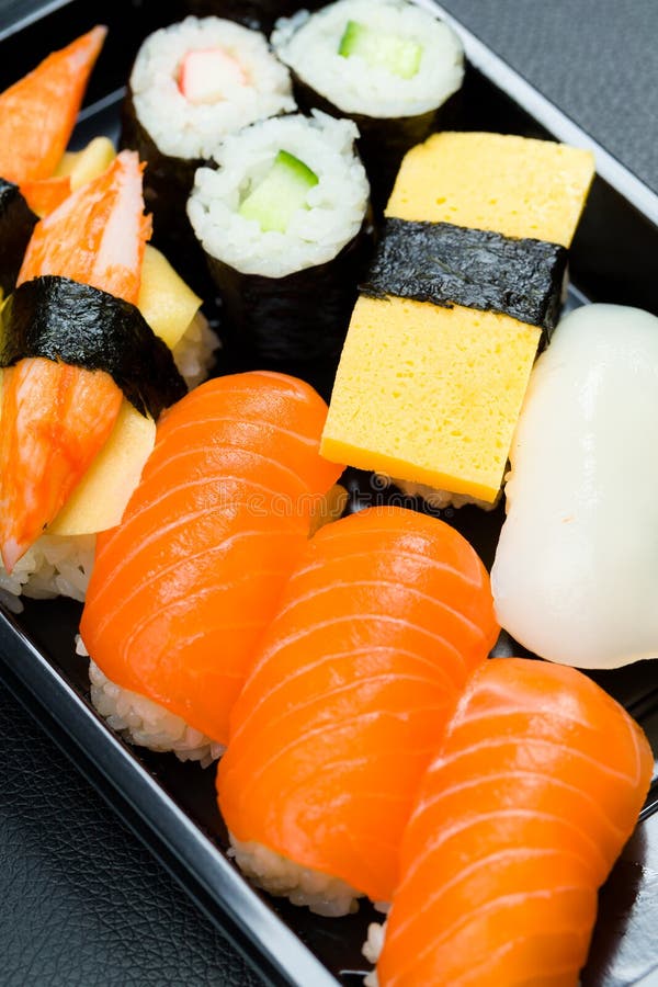 Assorted Sushi bento box stock photo. Image of omelette 36247752