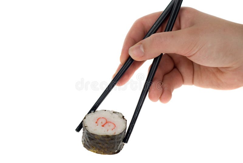 Sushi with chop sticks