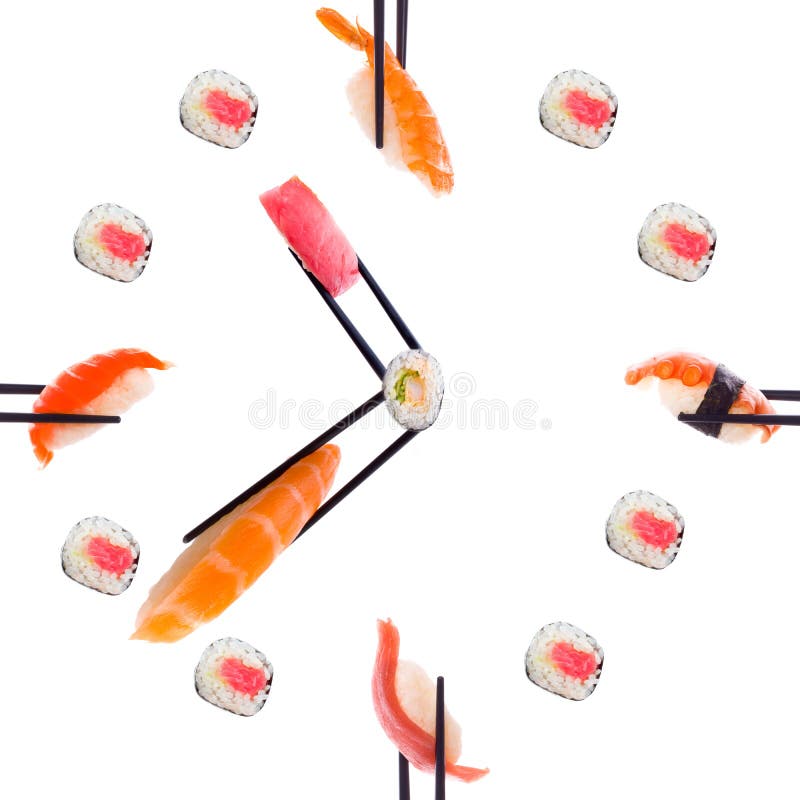 Sushi with chopsticks